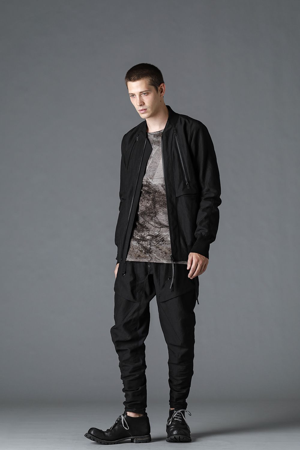 Dobby minimalist border bomber jacket