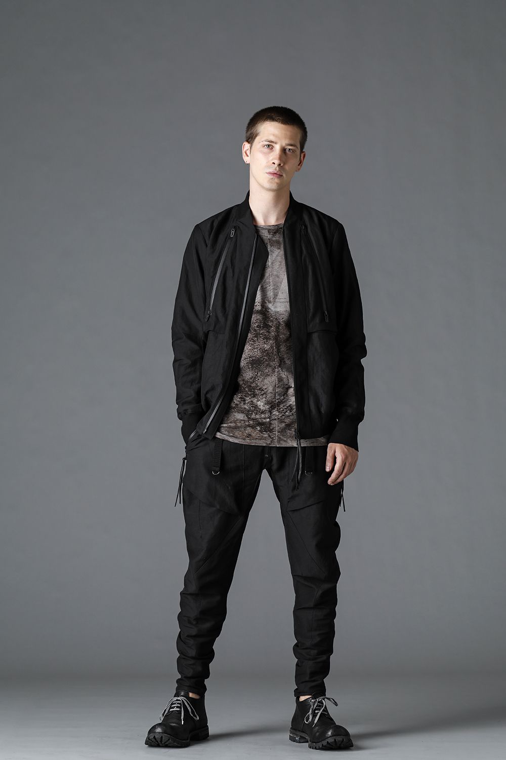 Dobby minimalist border bomber jacket