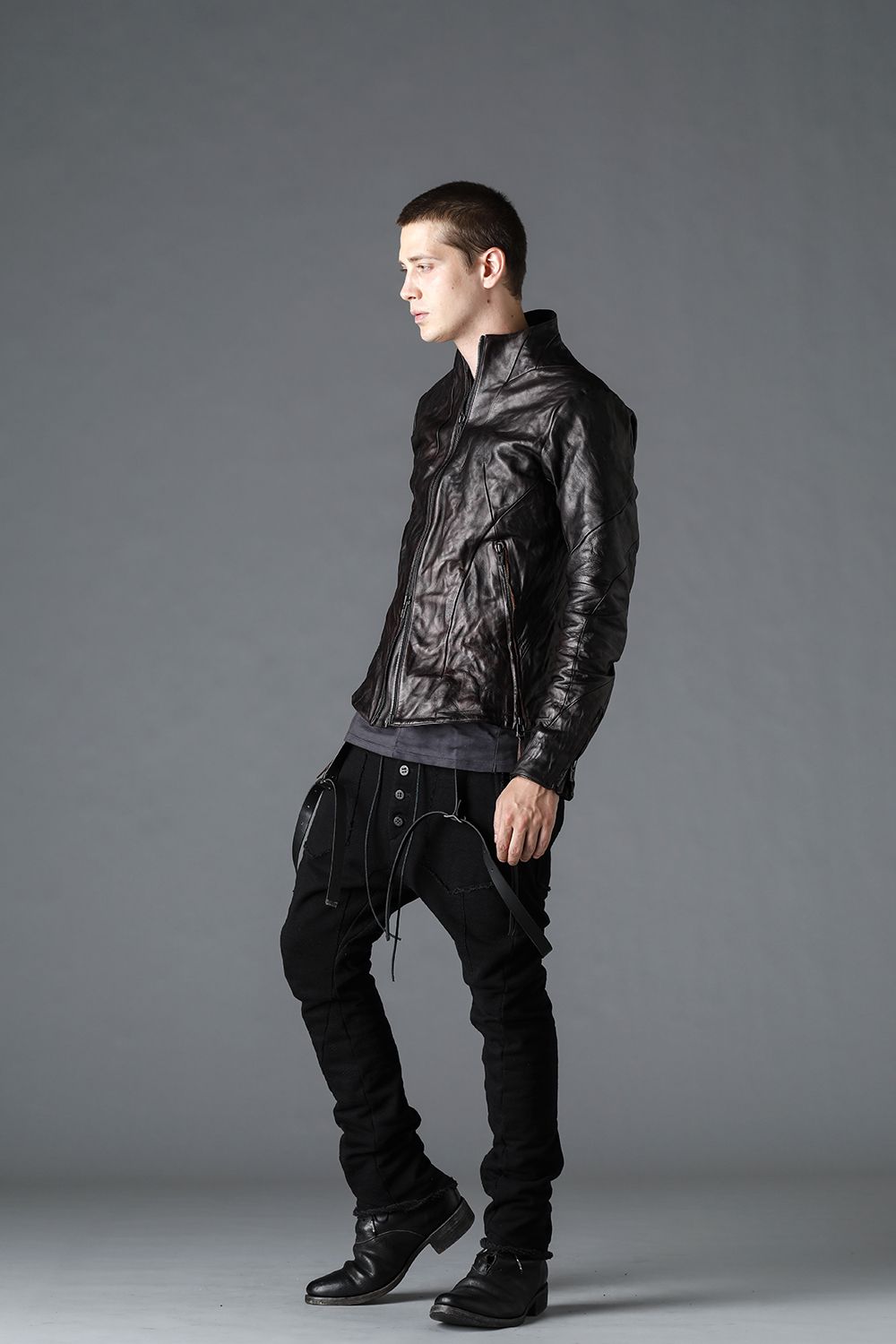 Limited Horse Leather High-Neck Jacket Black