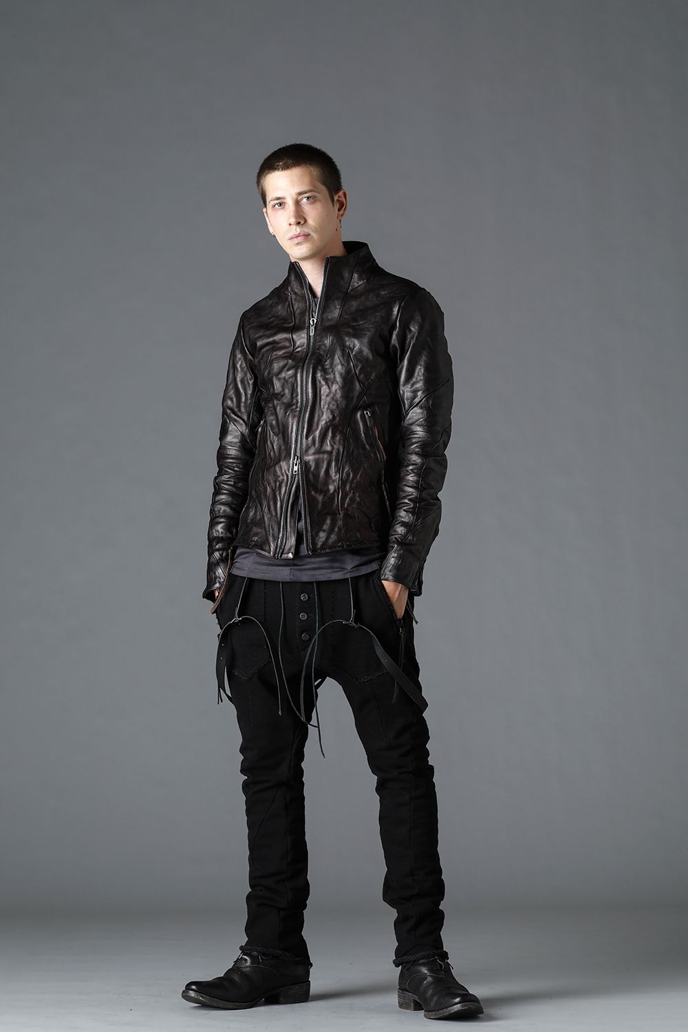 Limited Horse Leather High-Neck Jacket Black