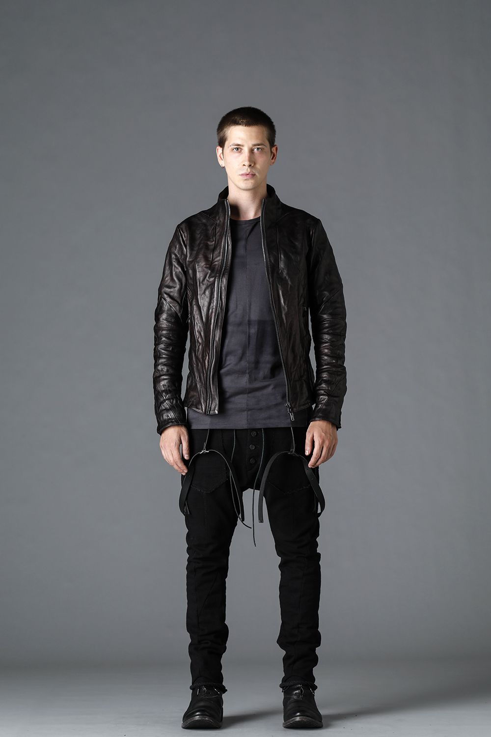 Limited Horse Leather High-Neck Jacket Black