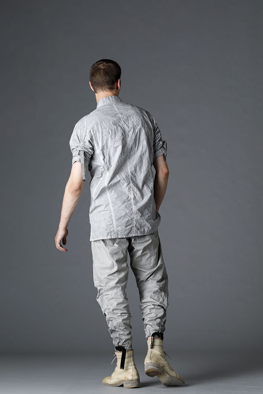 Salt-shrinkled NC Tapered Cropped Pants Gray