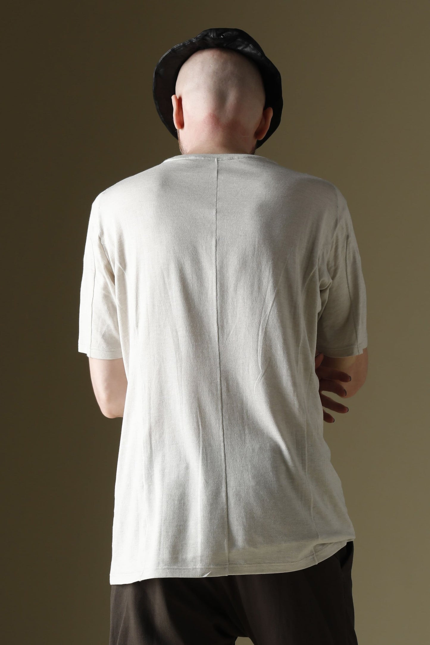 Short sleeve cotton / silk jersey White Gray