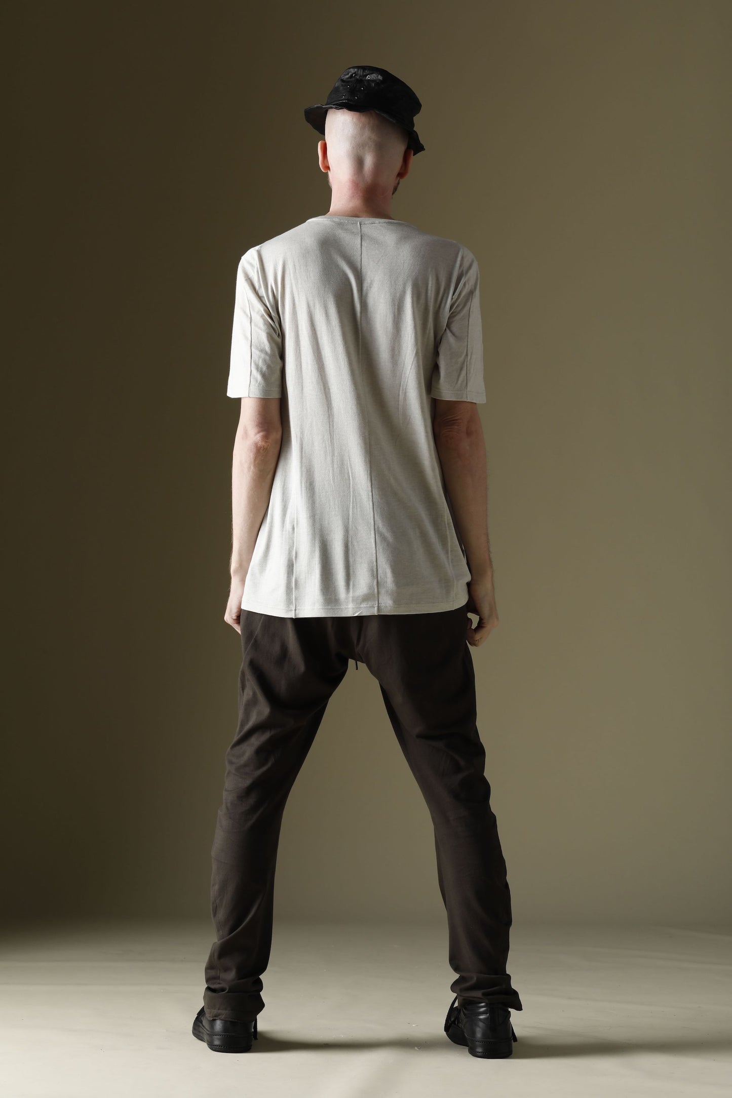 Short sleeve cotton / silk jersey White Gray