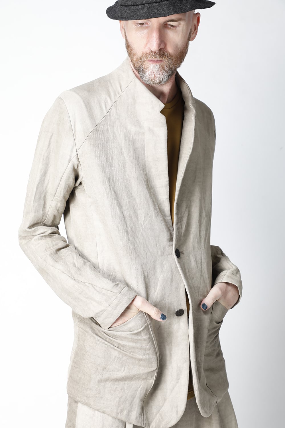 Jacket cotton/ ramie/ canapa cold dyed