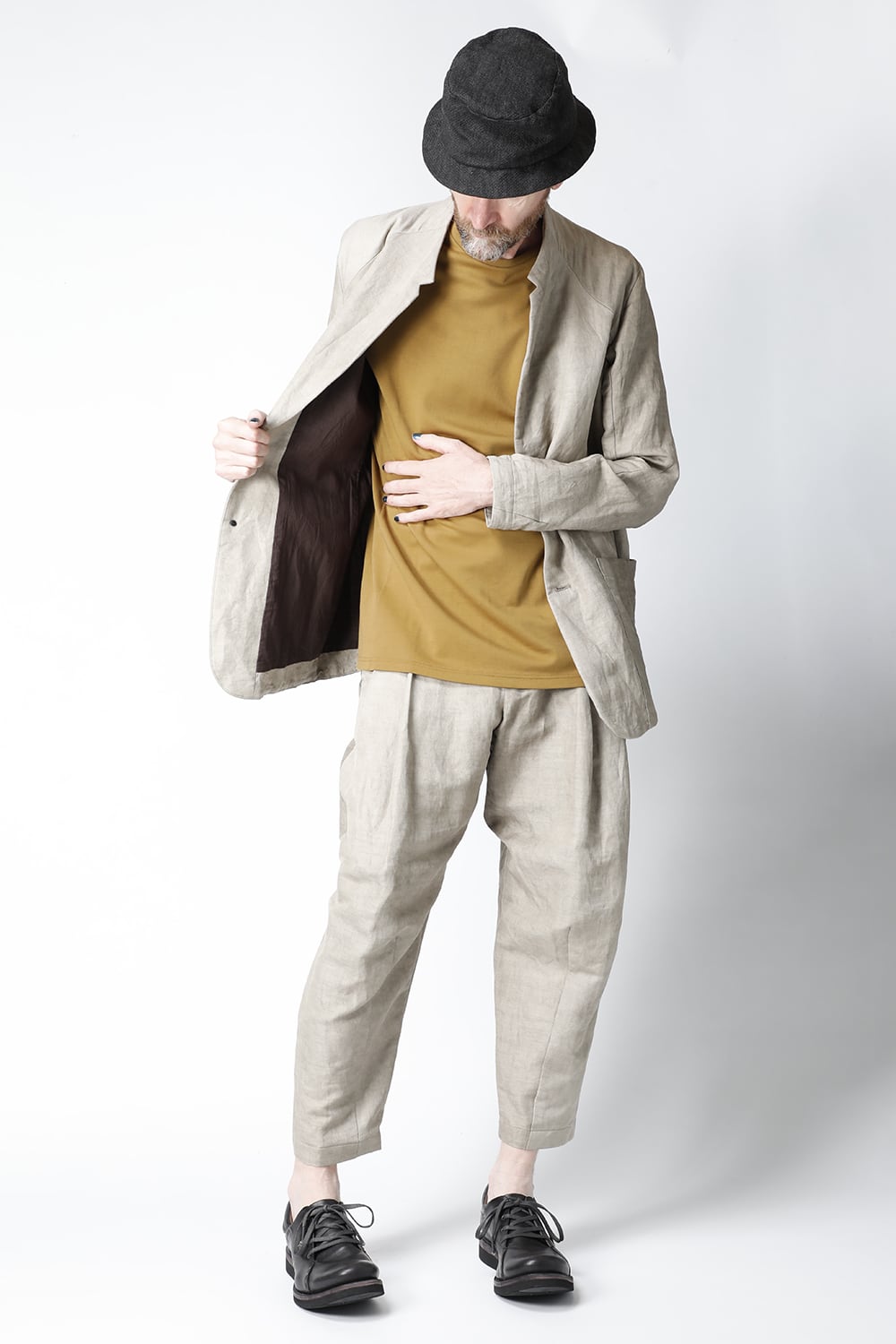 Jacket cotton/ ramie/ canapa cold dyed