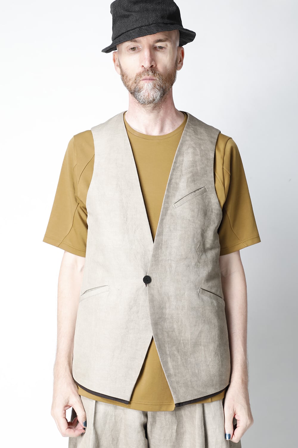 Vest cotton/ ramie/ canapa cold dyed