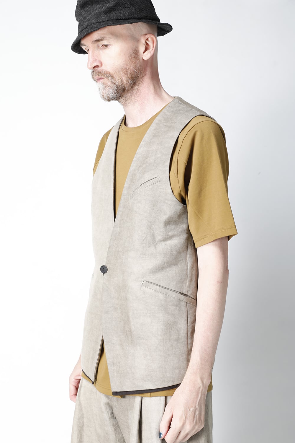 Vest cotton/ ramie/ canapa cold dyed