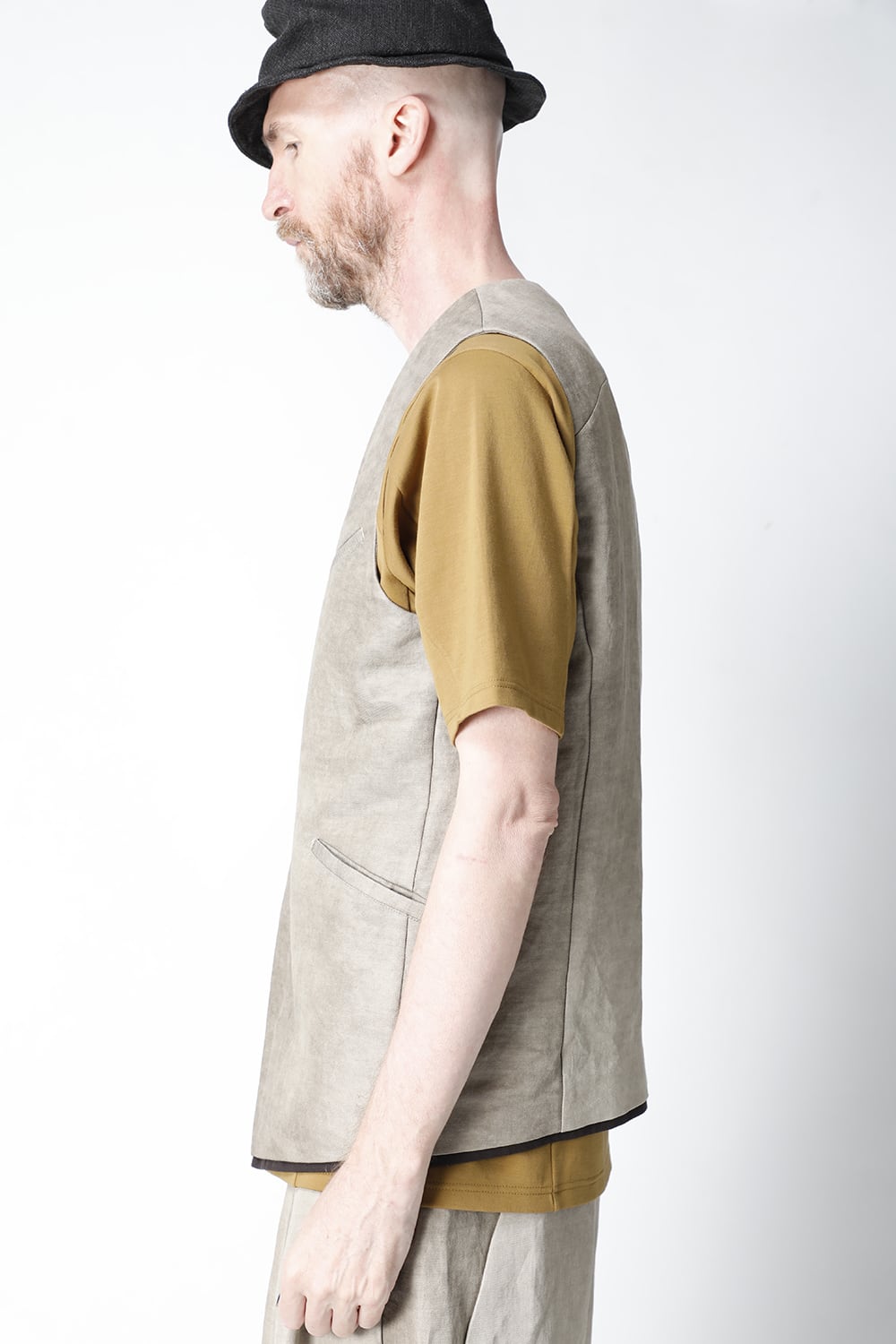 Vest cotton/ ramie/ canapa cold dyed