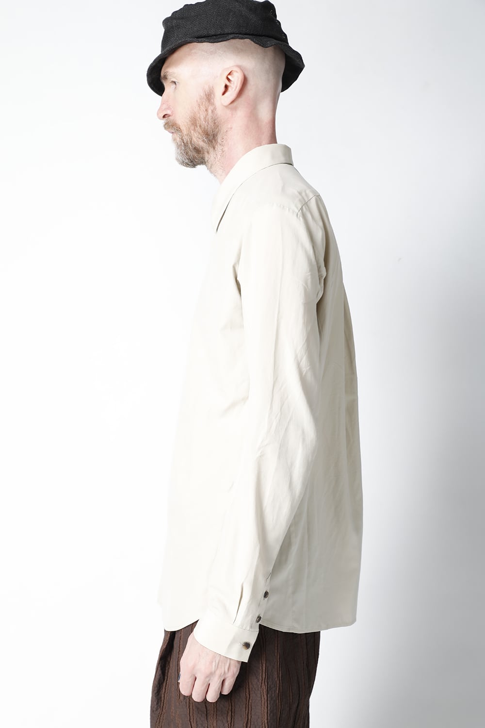 Shirt silk/cotton broad sandblast finish Light Beige