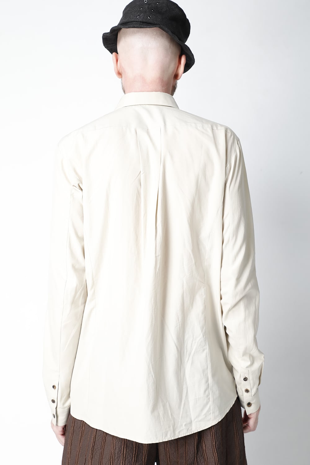 Shirt silk/cotton broad sandblast finish Light Beige