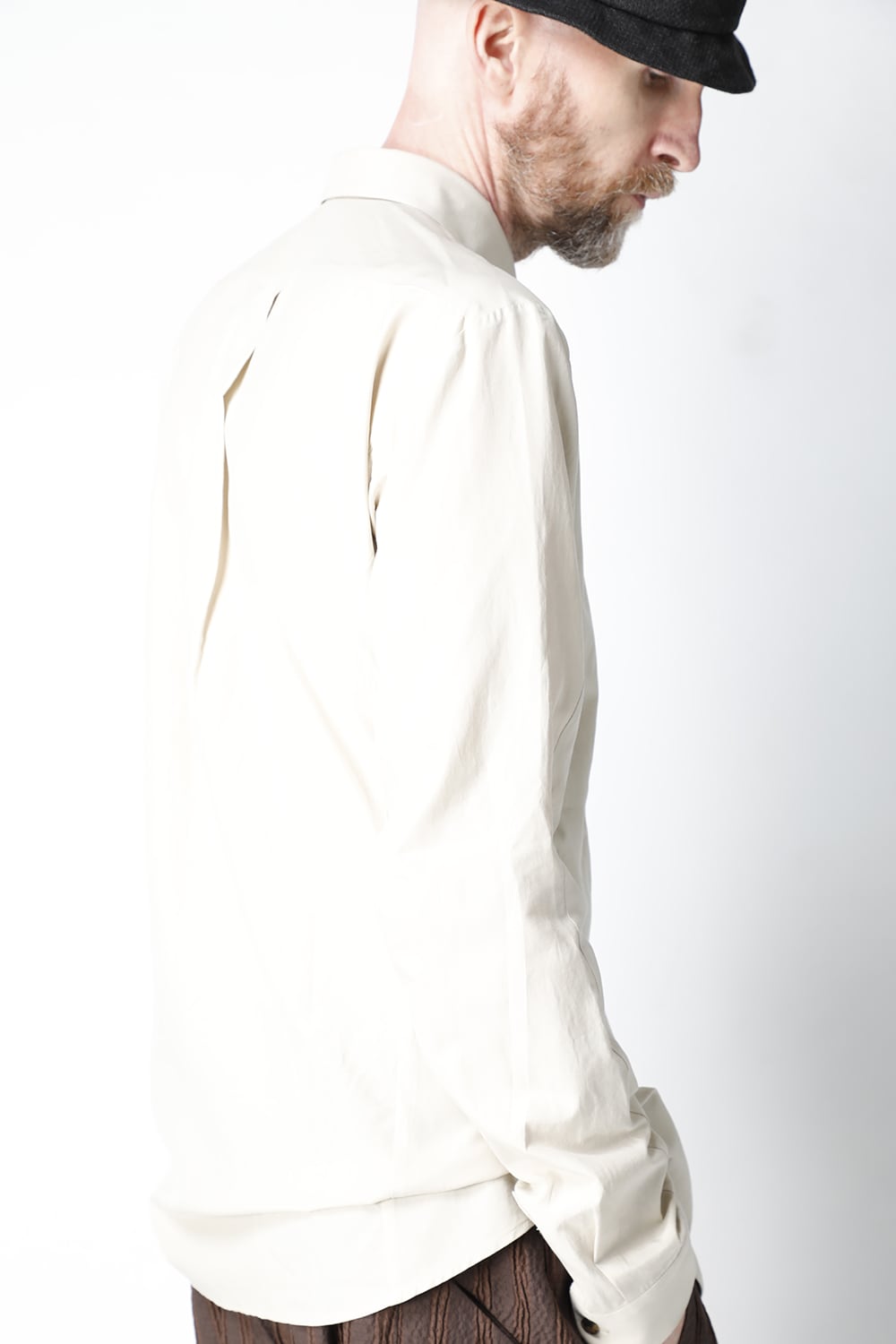 Shirt silk/cotton broad sandblast finish Light Beige