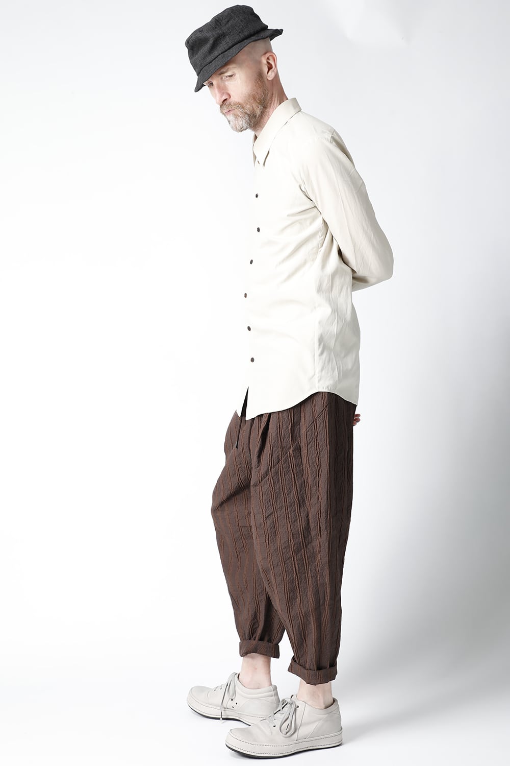 Shirt silk/cotton broad sandblast finish Light Beige