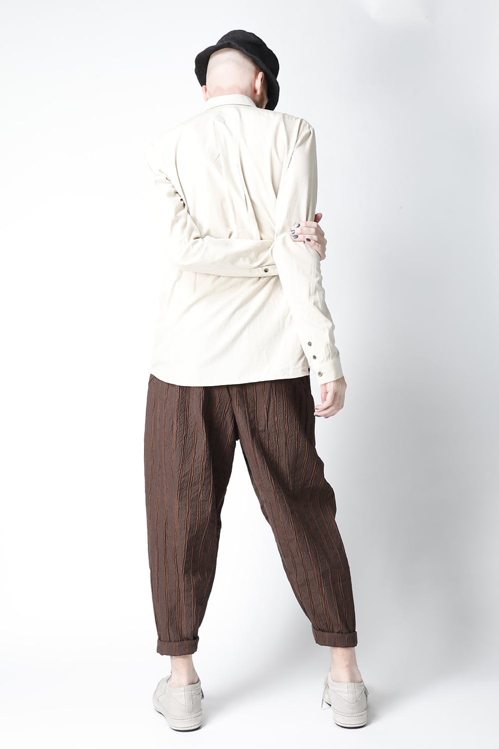 Cropped pants light weight stretch seersucker