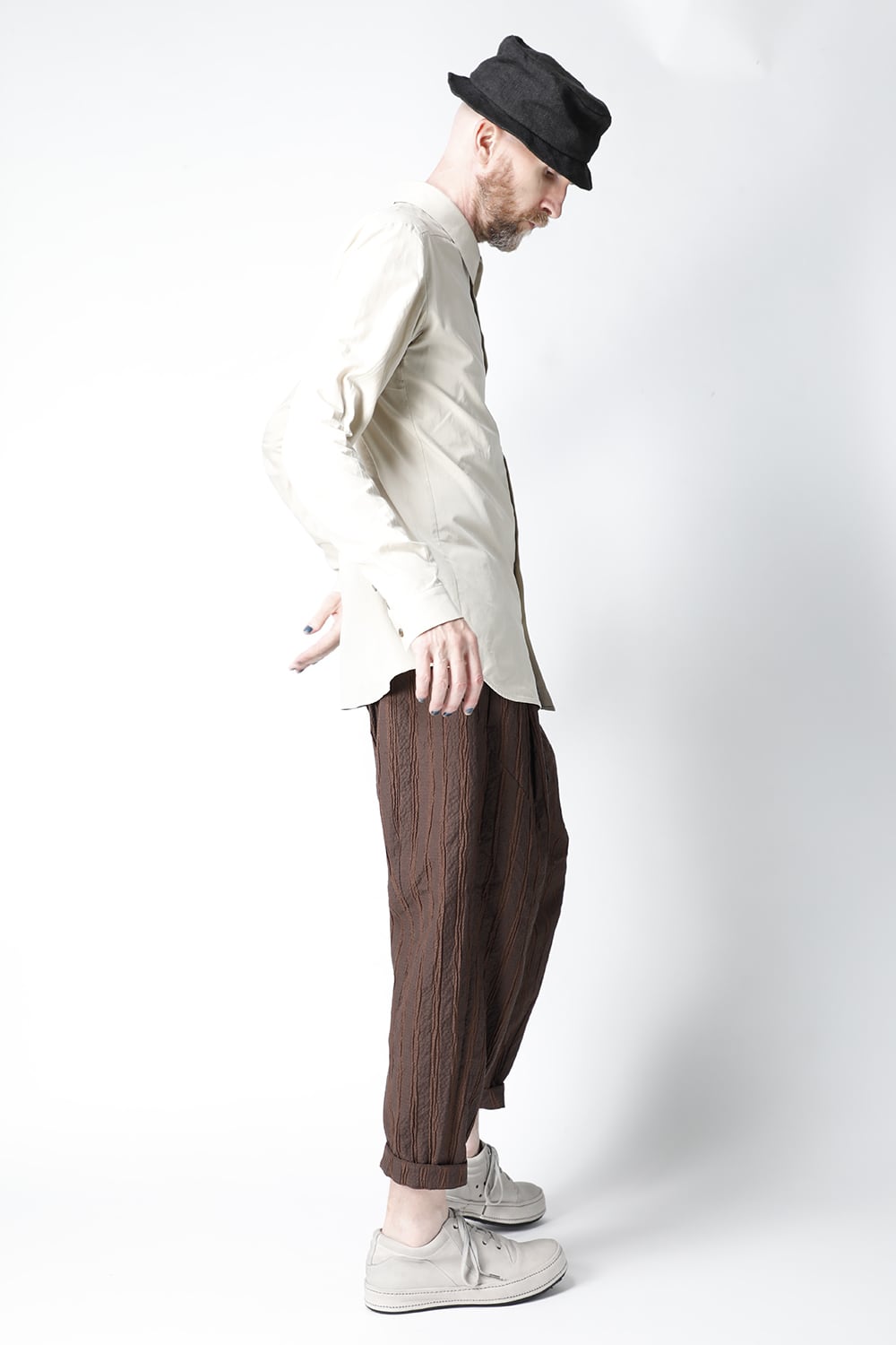 Cropped pants light weight stretch seersucker