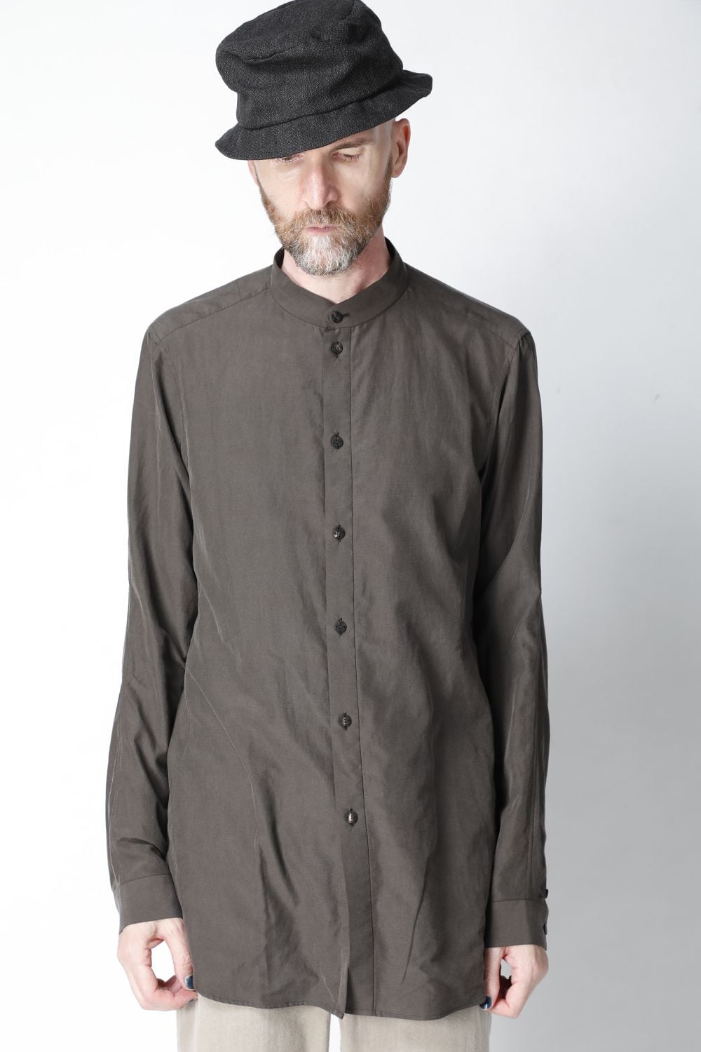 Shirt silk/cotton broad sandblast finish Gray