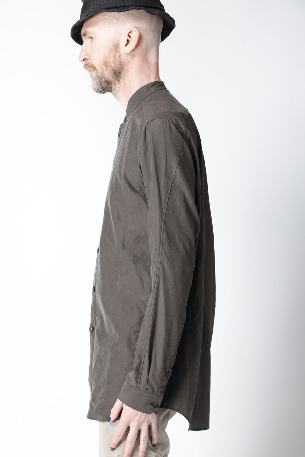 Shirt silk/cotton broad sandblast finish Gray