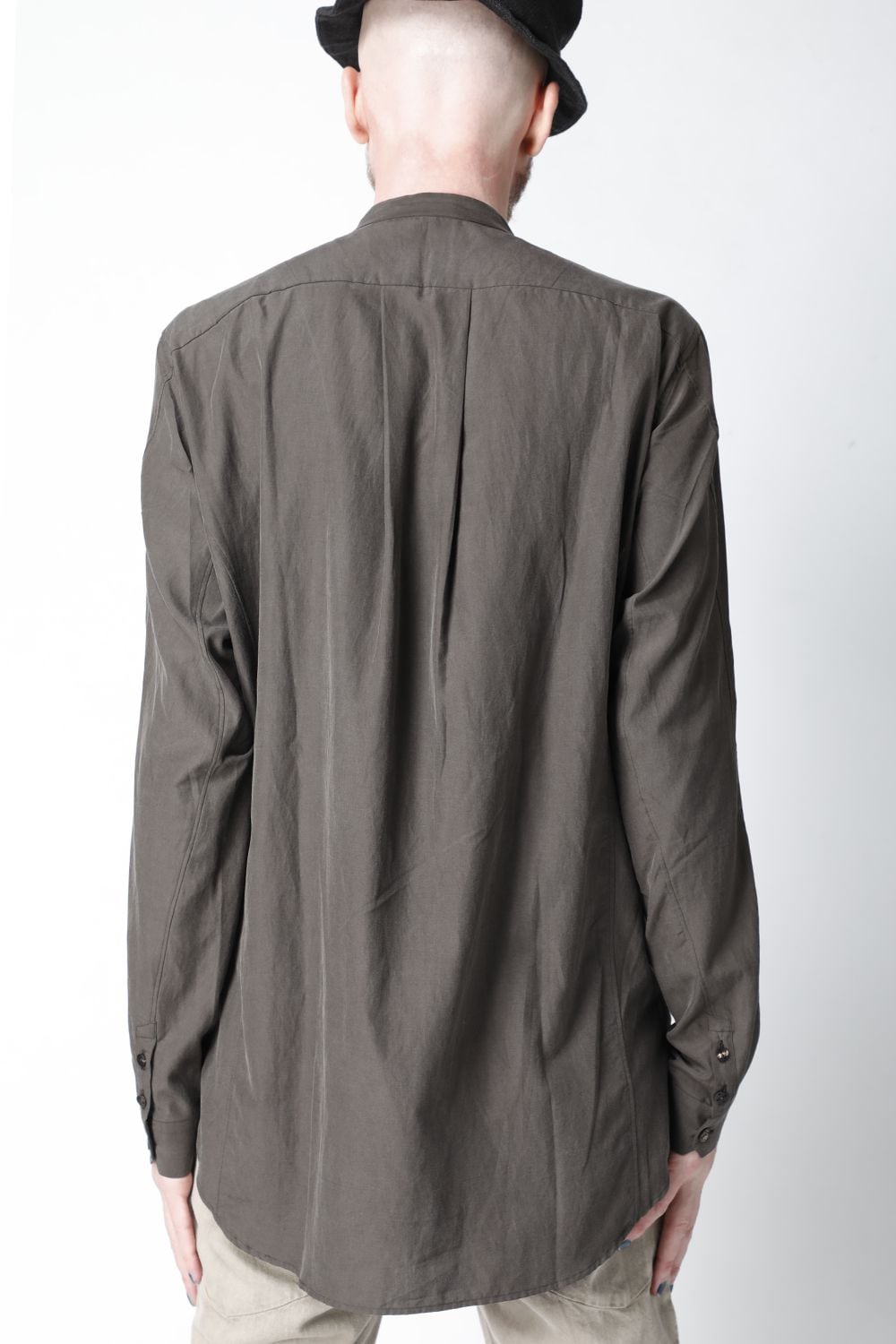 Shirt silk/cotton broad sandblast finish Gray