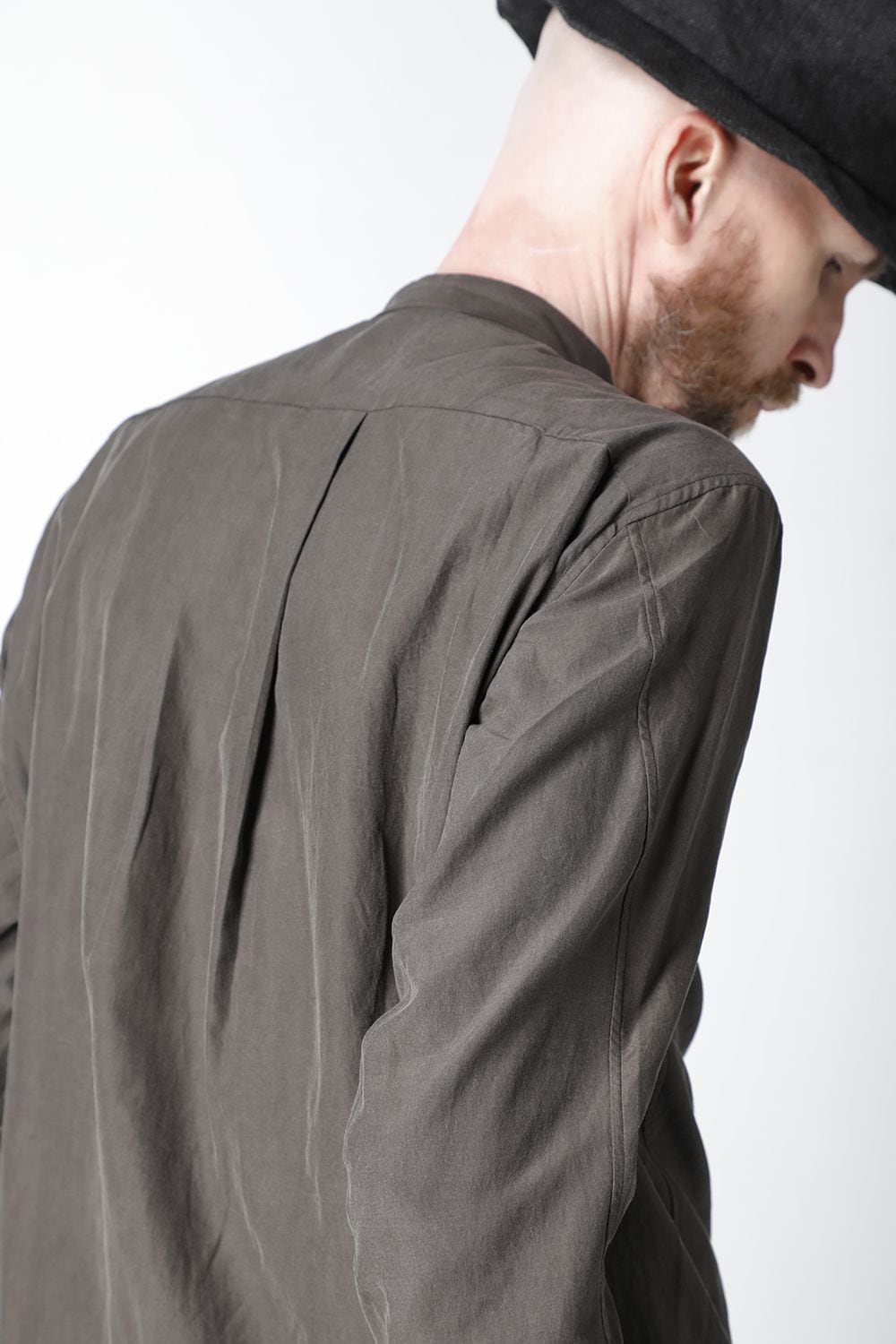 Shirt silk/cotton broad sandblast finish Gray