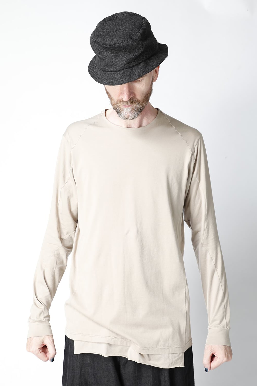 ロングスリーブ エジプシャン コットン ジャージー (SUVIN) ライトベージュ
