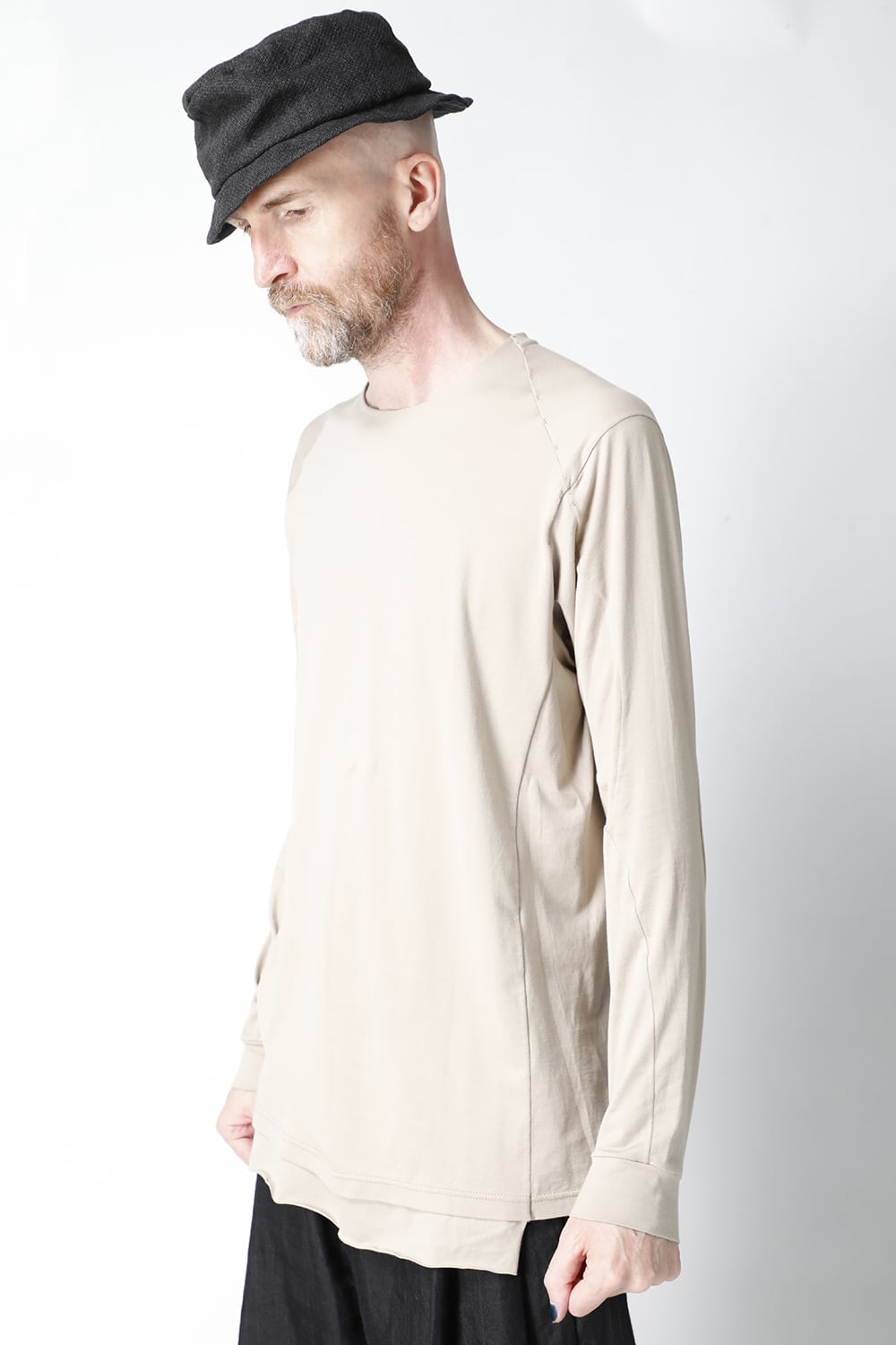 ロングスリーブ エジプシャン コットン ジャージー (SUVIN) ライトベージュ