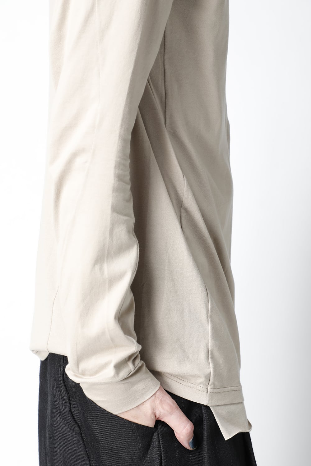 ロングスリーブ エジプシャン コットン ジャージー (SUVIN) ライトベージュ