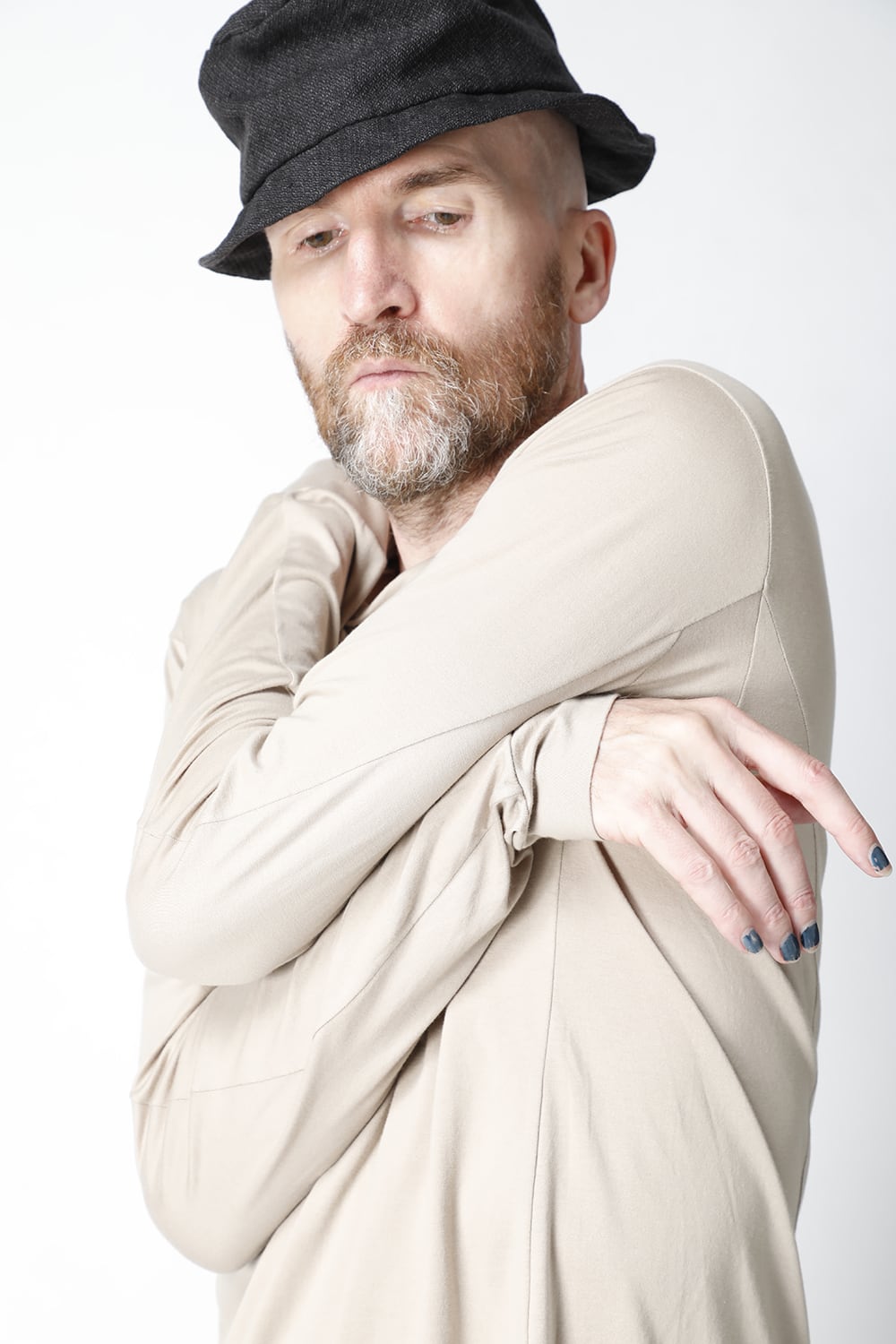 ロングスリーブ エジプシャン コットン ジャージー (SUVIN) ライトベージュ