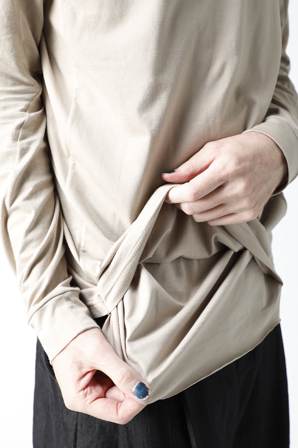 ロングスリーブ エジプシャン コットン ジャージー (SUVIN) ライトベージュ