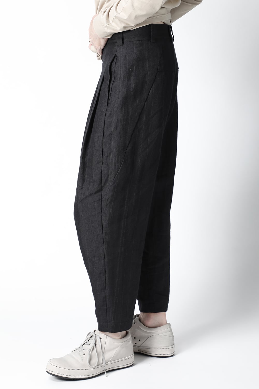 Cropped pants Ramie stripe
