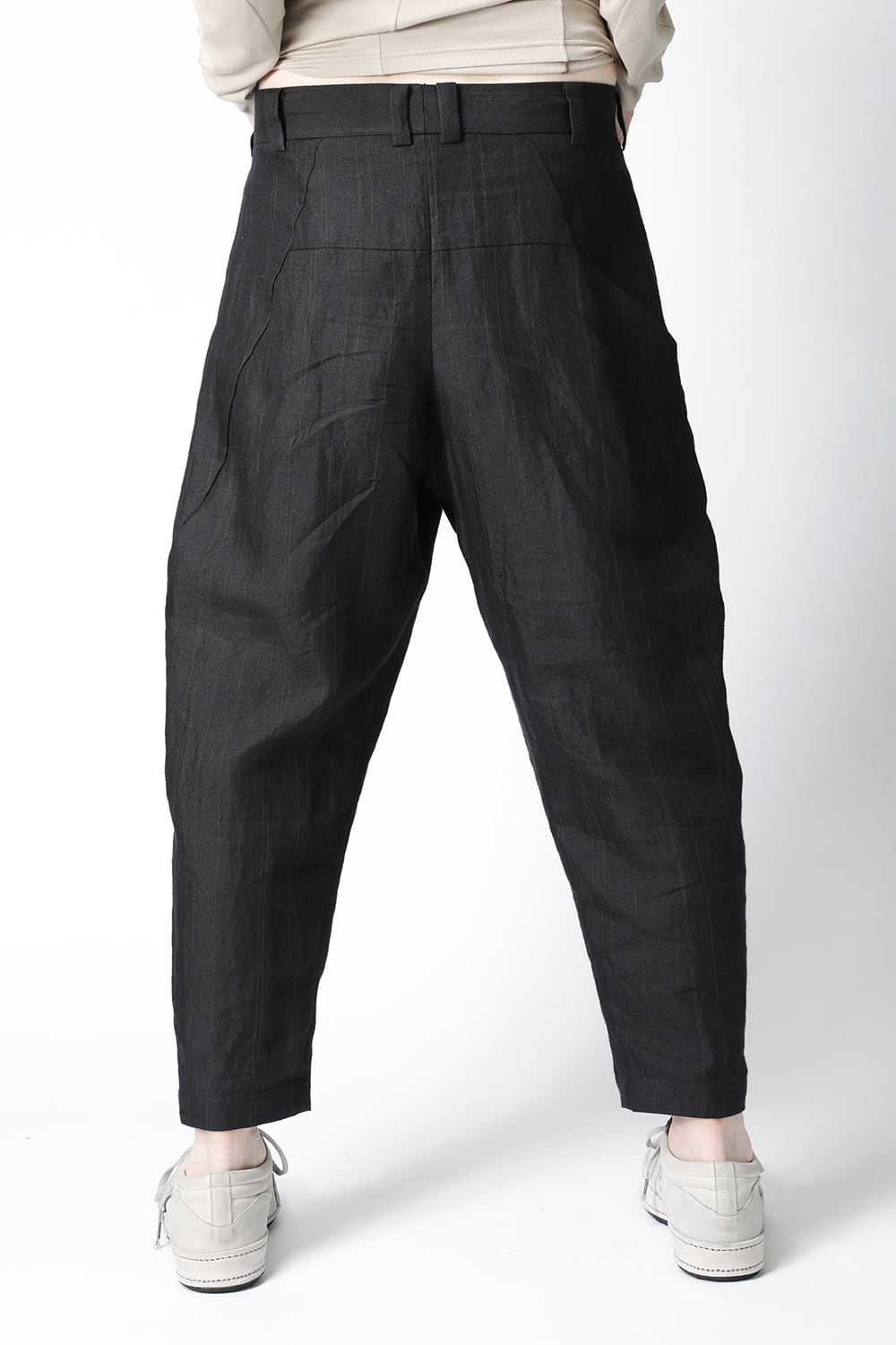 Cropped pants Ramie stripe