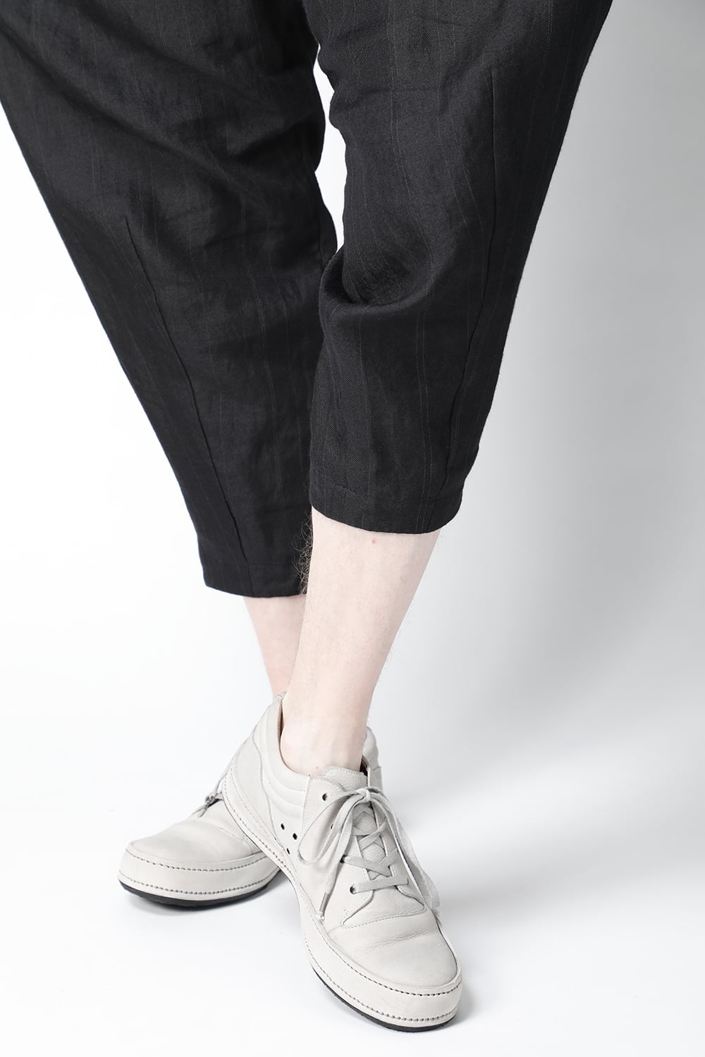 Cropped pants Ramie stripe