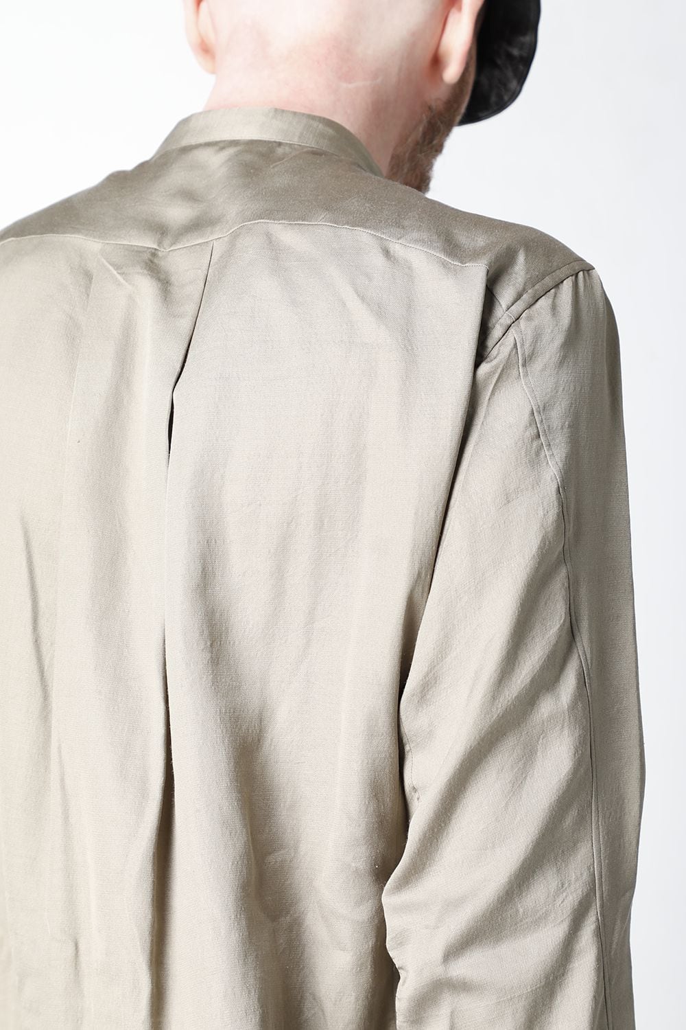 Shirt silk/wool satin sandblast finish Sand Beige Combi