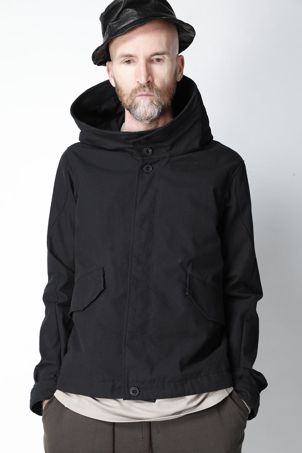 Hooded jacket cotton / nylon Black