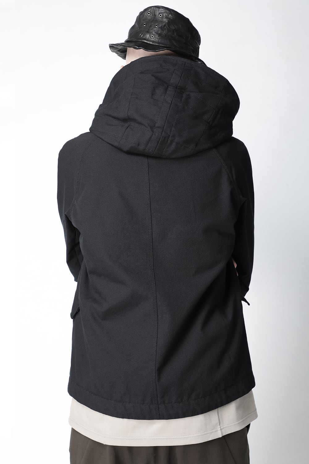 Hooded jacket cotton / nylon Black