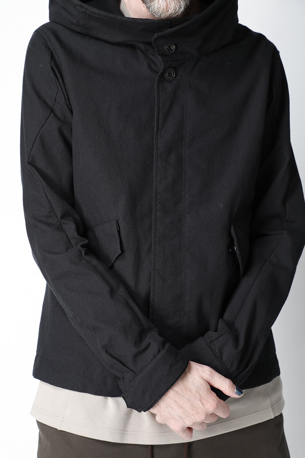 Hooded jacket cotton / nylon Black