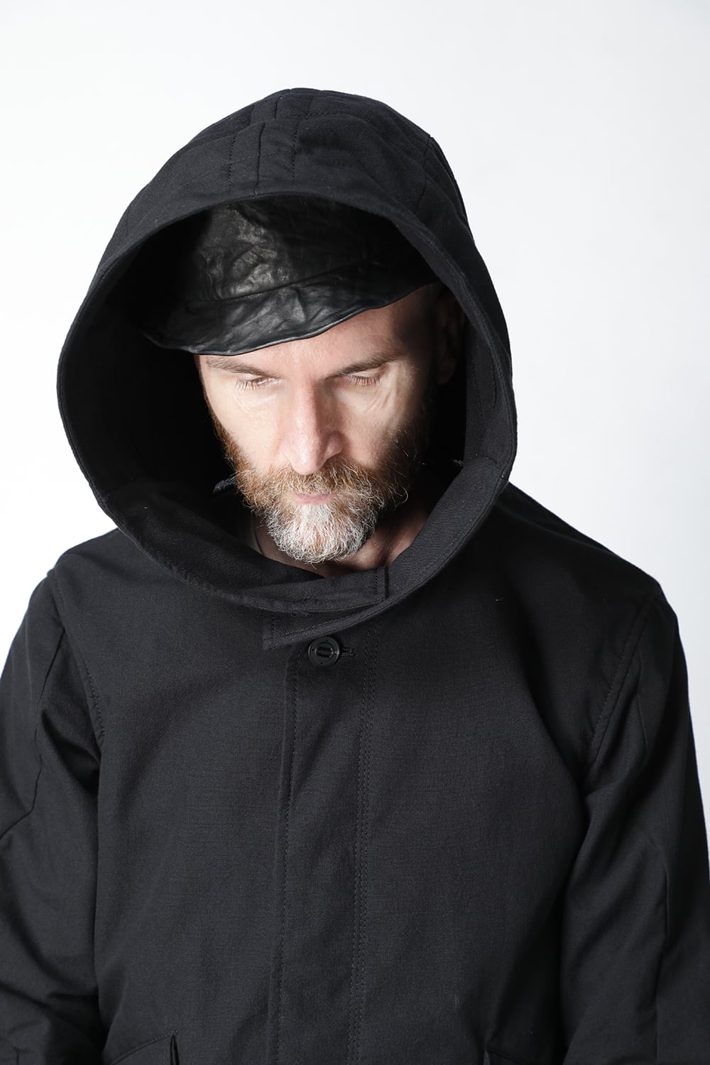 Hooded jacket cotton / nylon Black