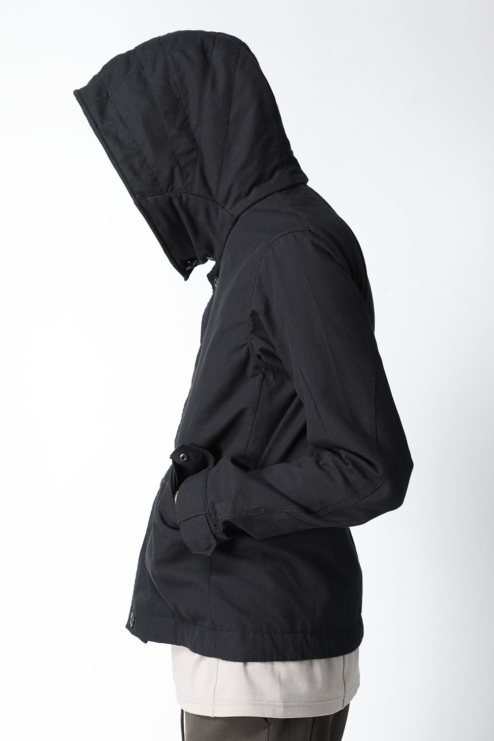 Hooded jacket cotton / nylon Black