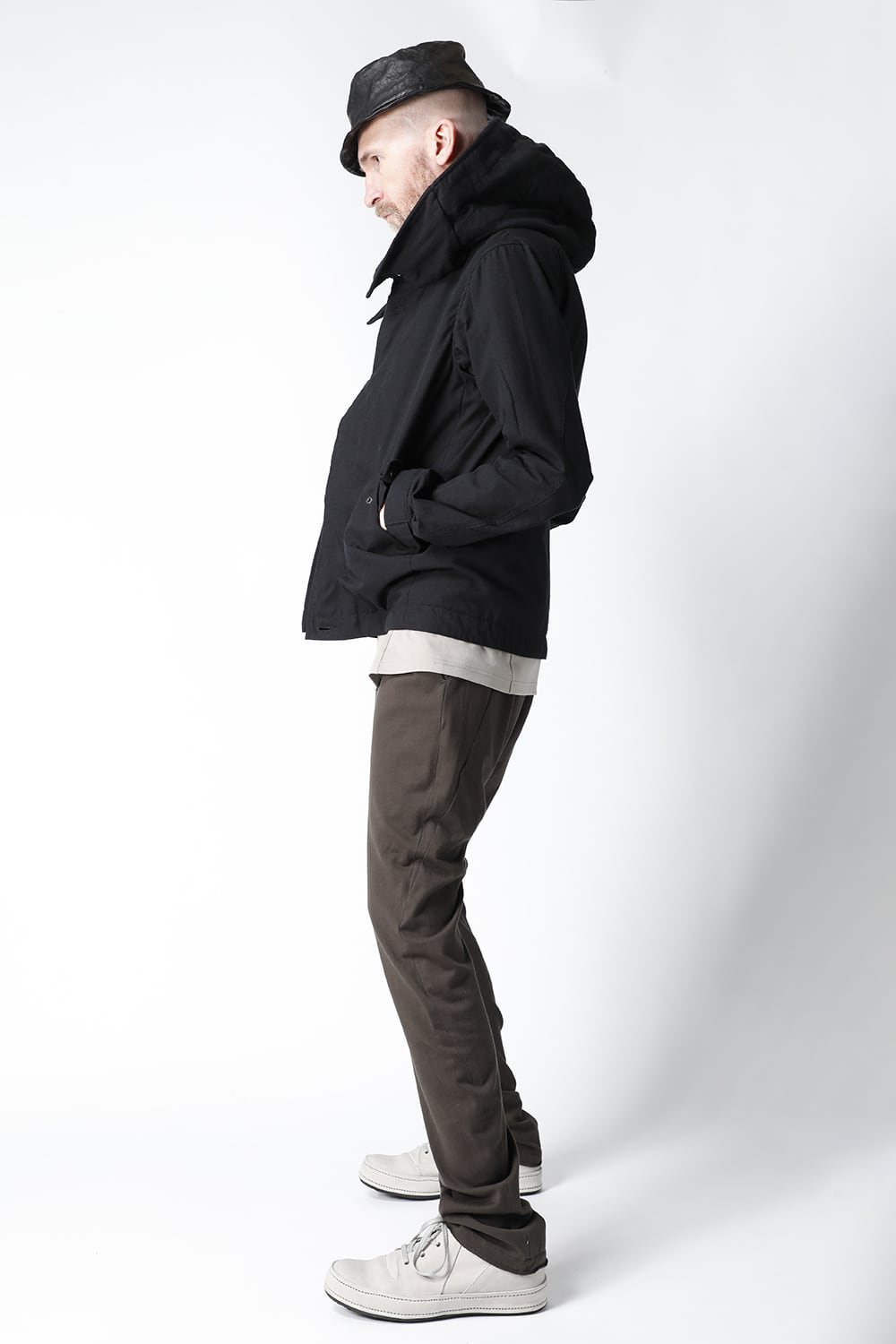 Hooded jacket cotton / nylon Black