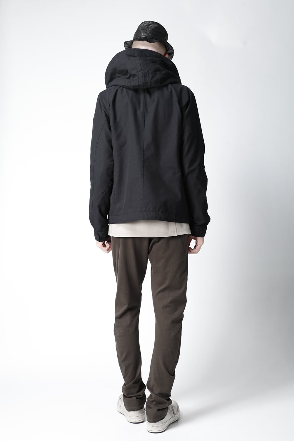 Hooded jacket cotton / nylon Black