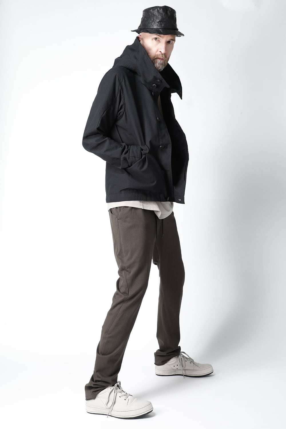 Hooded jacket cotton / nylon Black