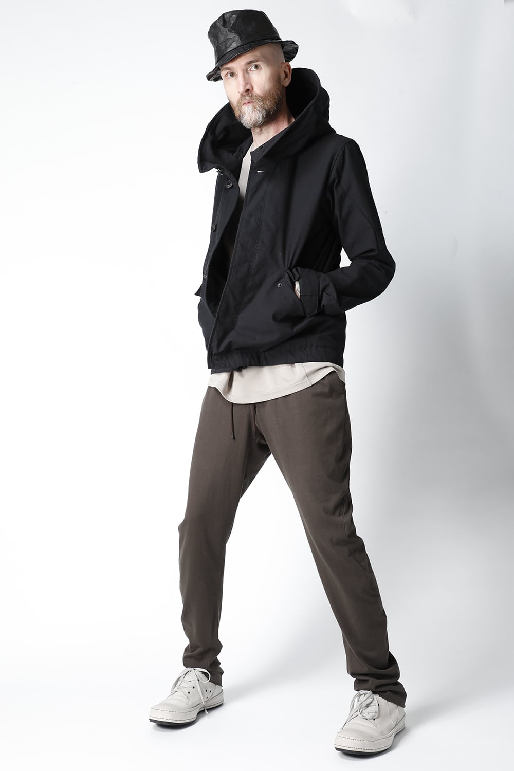 Hooded jacket cotton / nylon Black
