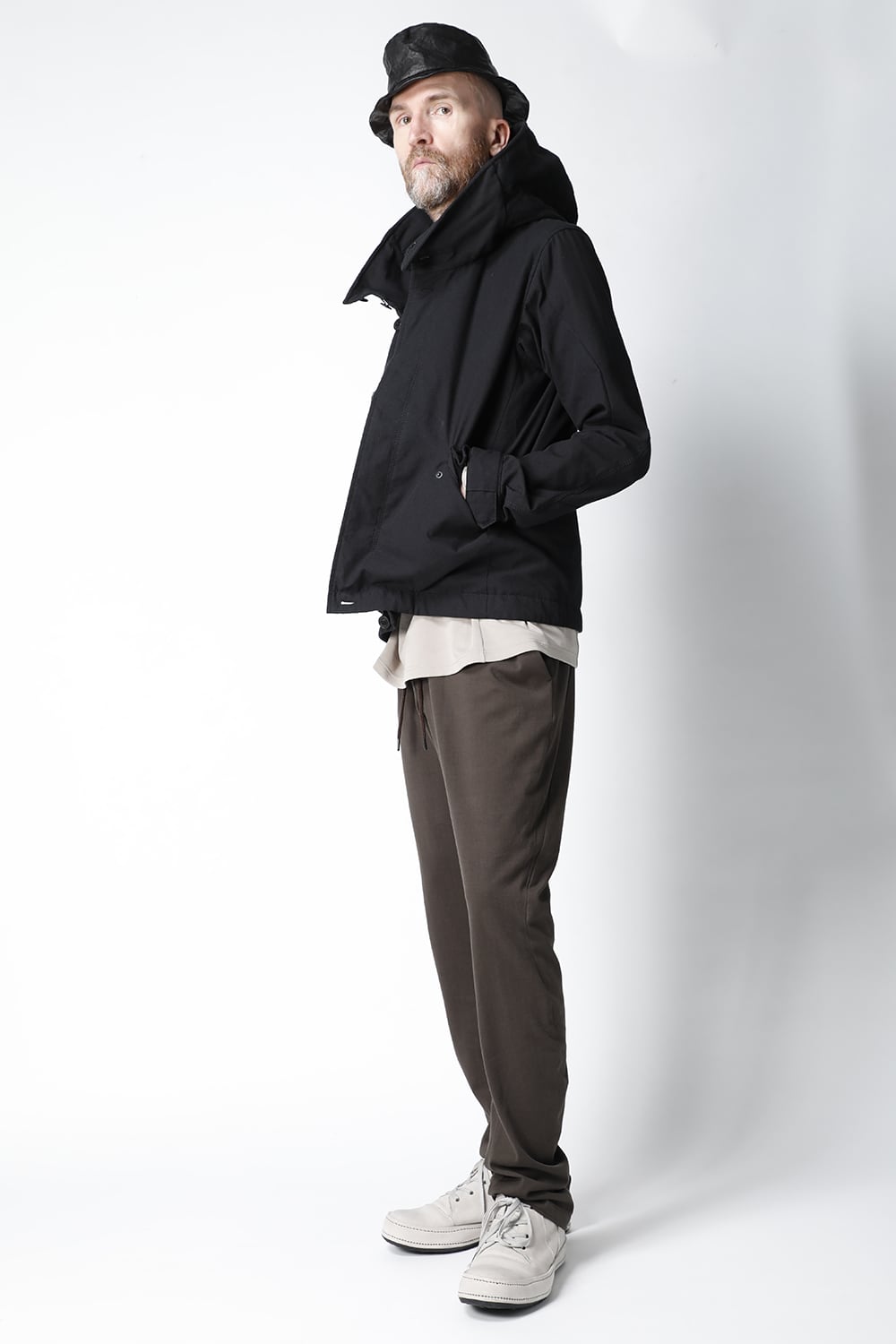 Hooded jacket cotton / nylon Black