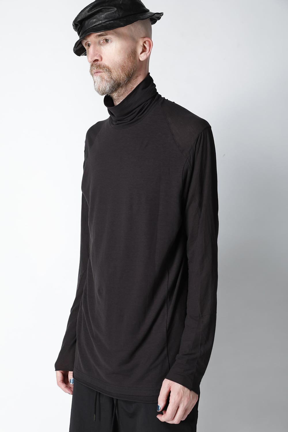 High neck long sleeve light jersey Charcoal
