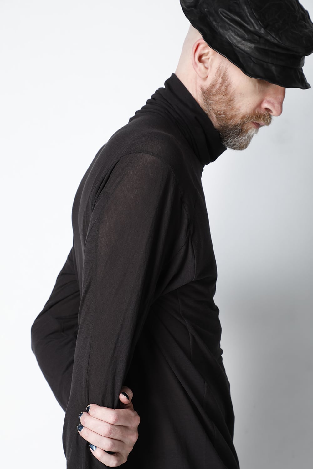 High neck long sleeve light jersey Charcoal