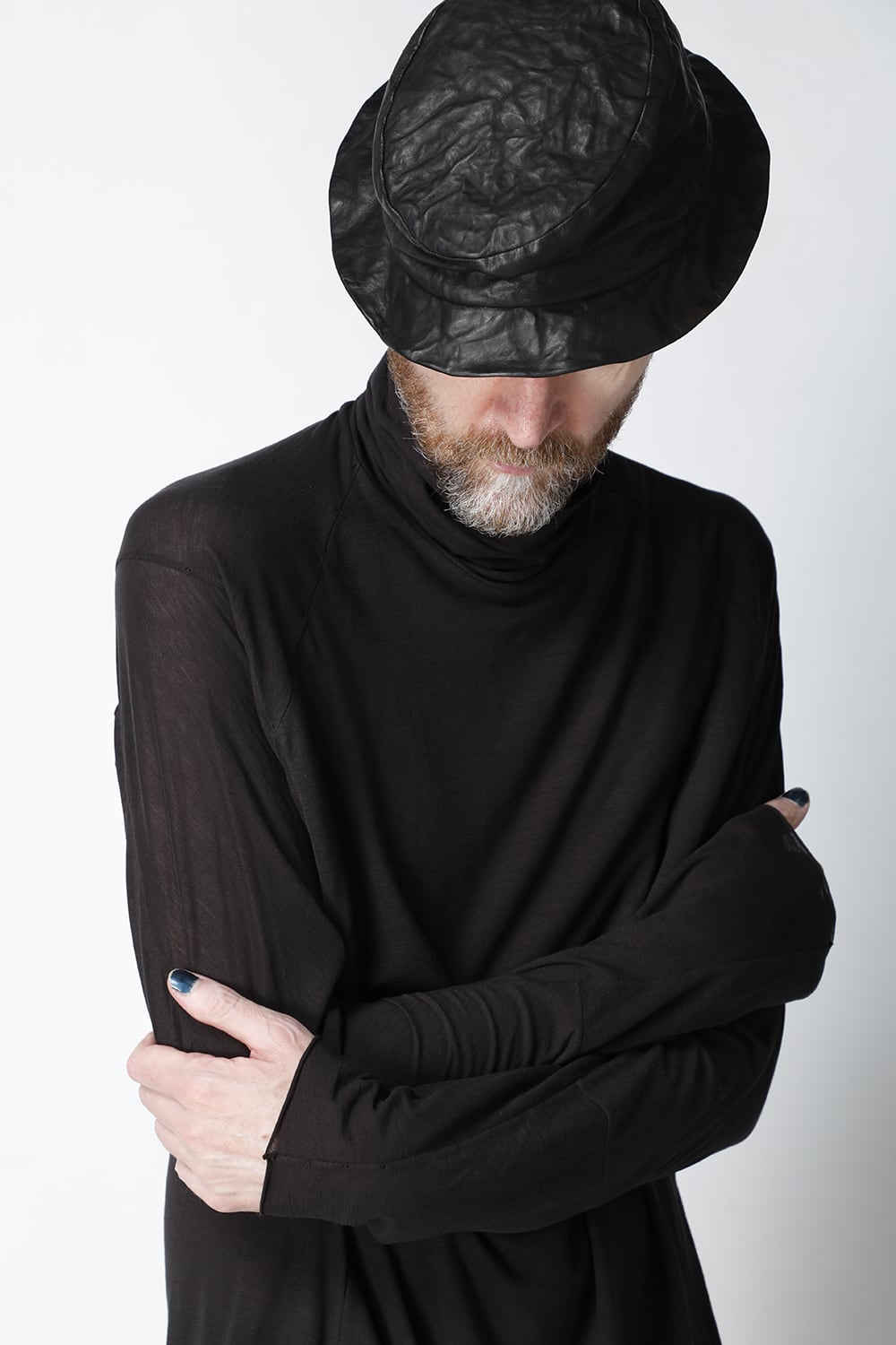 High neck long sleeve light jersey Charcoal