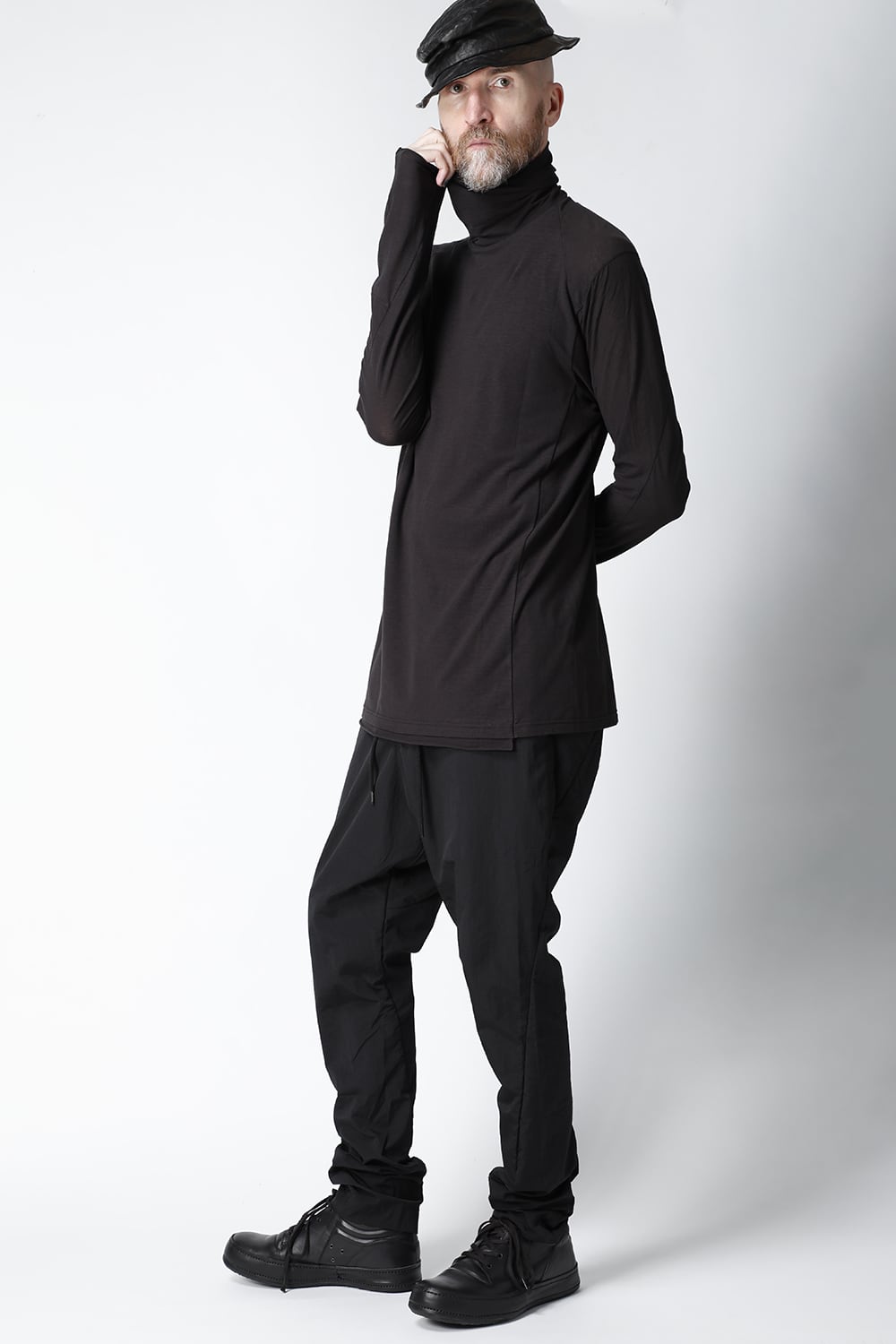 High neck long sleeve light jersey Charcoal