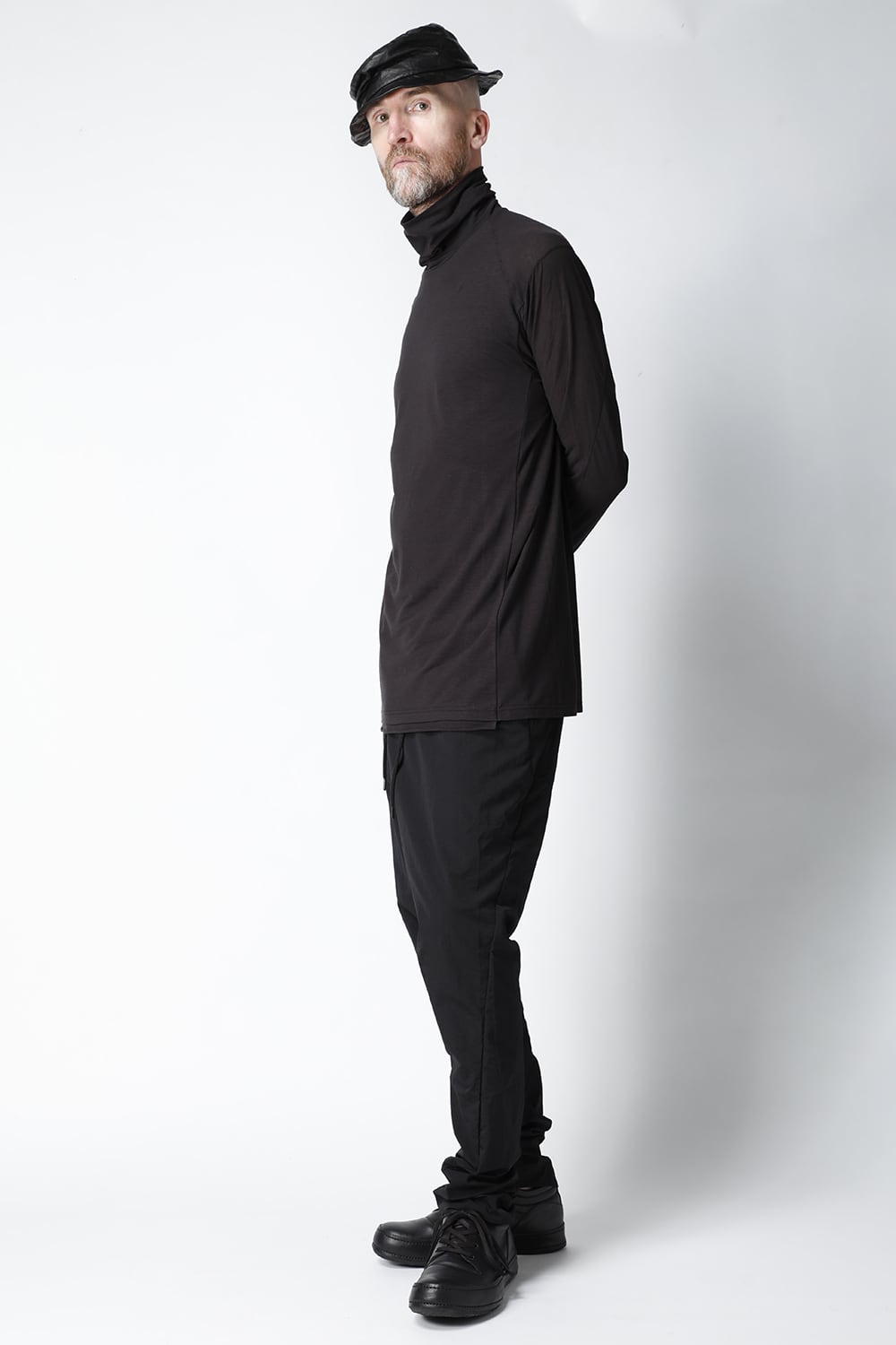 High neck long sleeve light jersey Charcoal