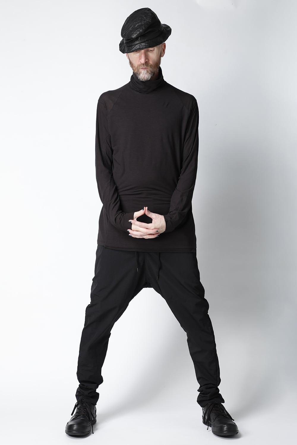 High neck long sleeve light jersey Charcoal