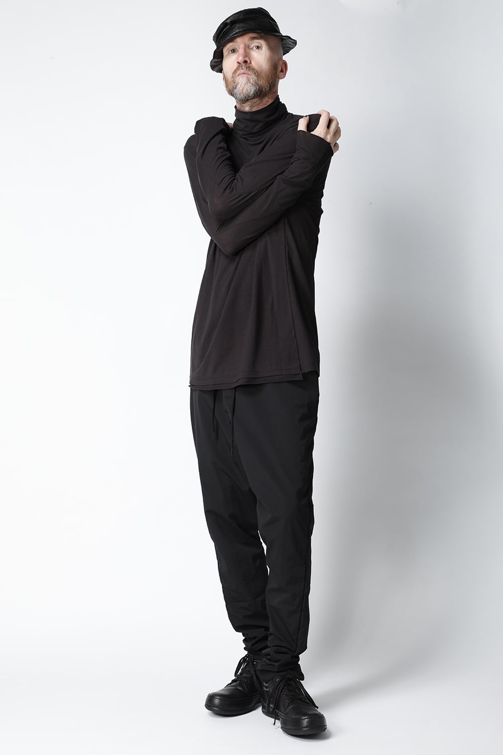 High neck long sleeve light jersey Charcoal