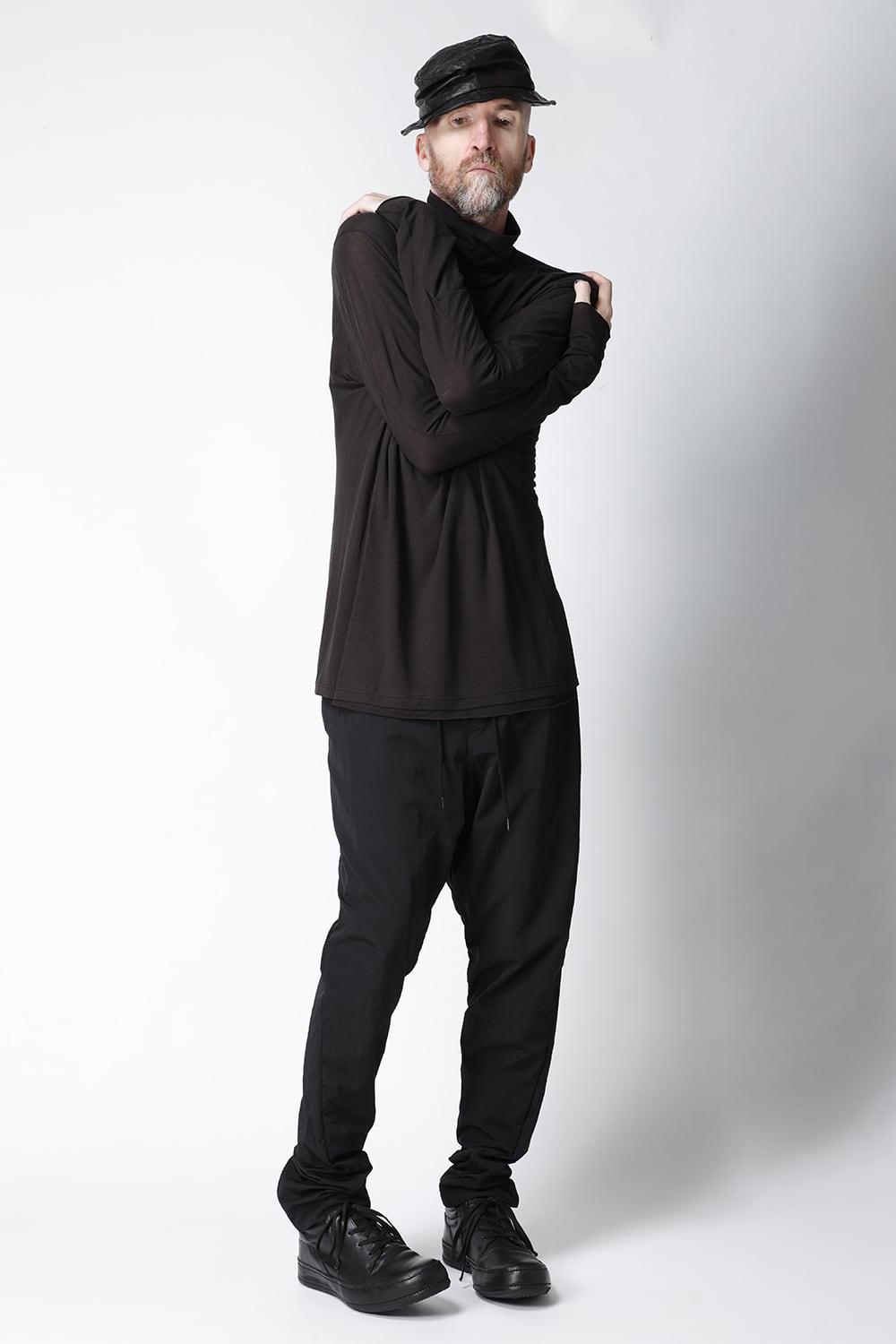 High neck long sleeve light jersey Charcoal